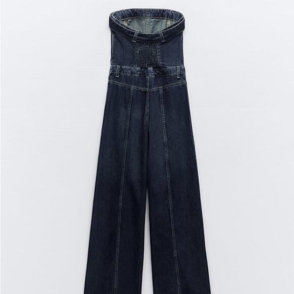 ZARA STRAPLESS TRF DENIM DRESS - Picture 12 of 15